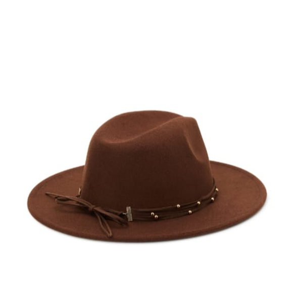 Felt Fedora with Beaded Trim - Picture 2 of 3